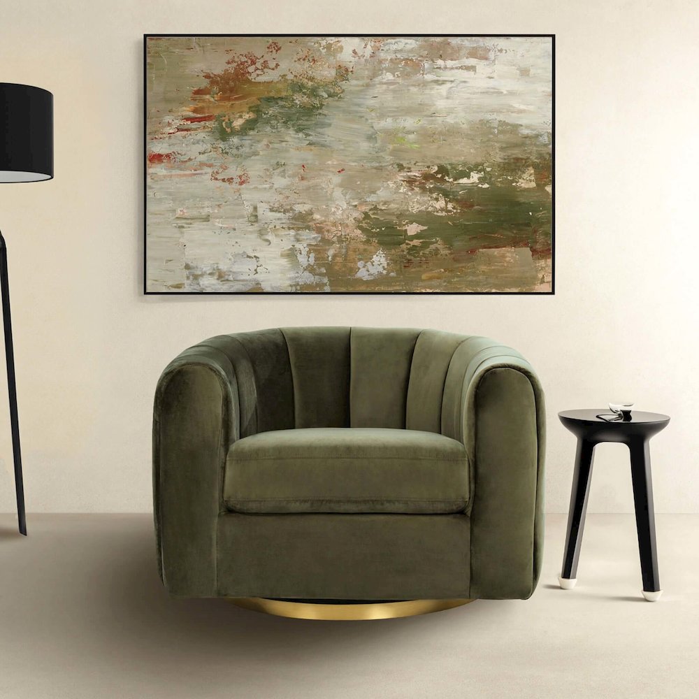 Cosey Green Velvet Swivel Chair. Picture 3