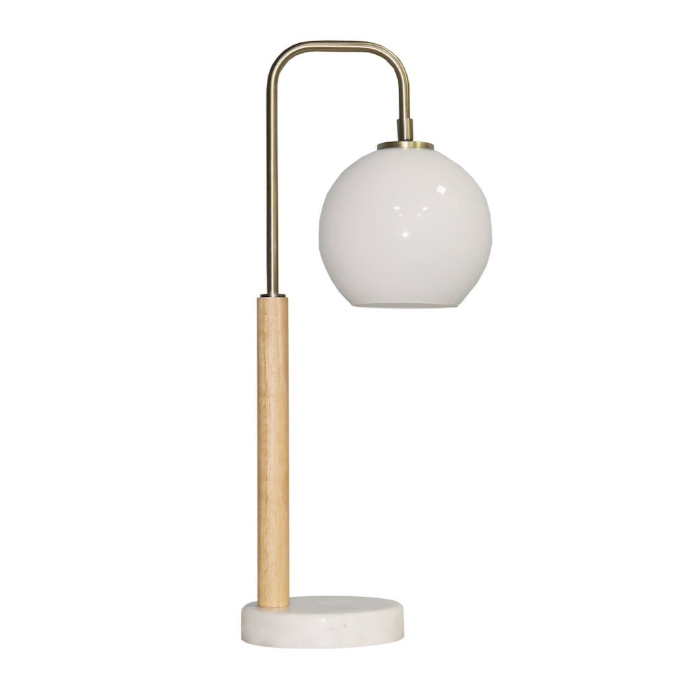 Auris White Globe Lampshade Table Lamp with Marble Base. Picture 2