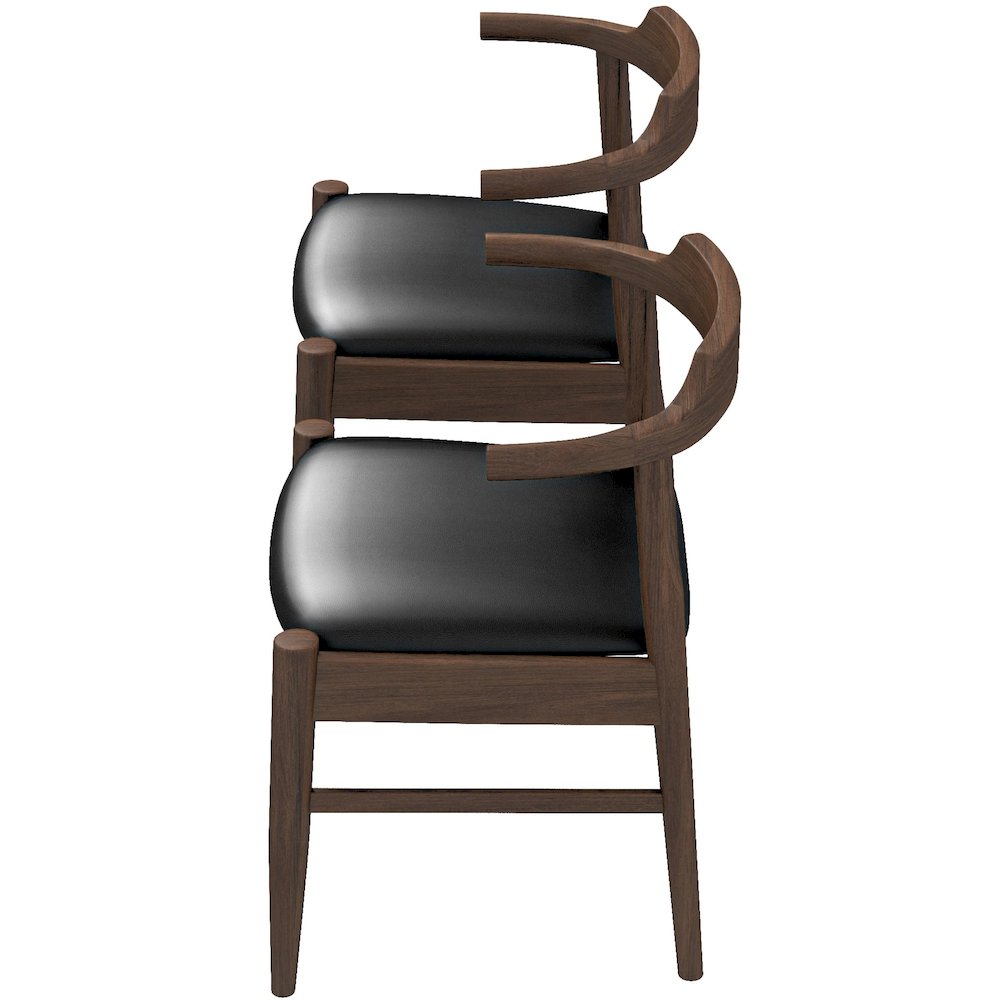 Leon Mid-Century Modern Black Vegan Leather Dining Chair (Set of 2). Picture 8
