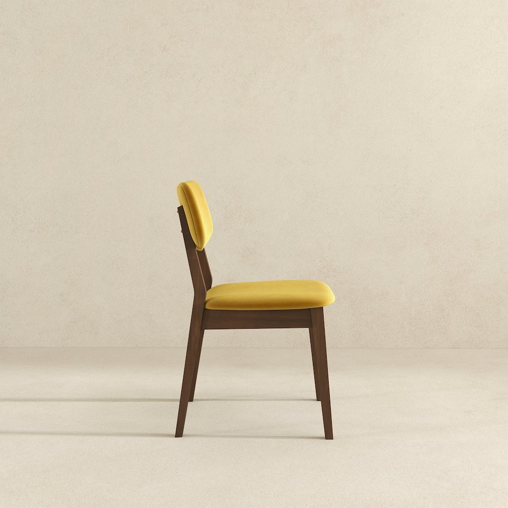 Carlos Dark Yellow Velvet Solid Back Side Chair (Set Of 2). Picture 5