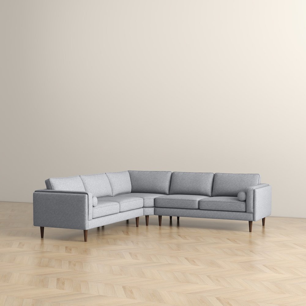 Amber Light Grey Fabric Corner Sectional Sofa. Picture 2
