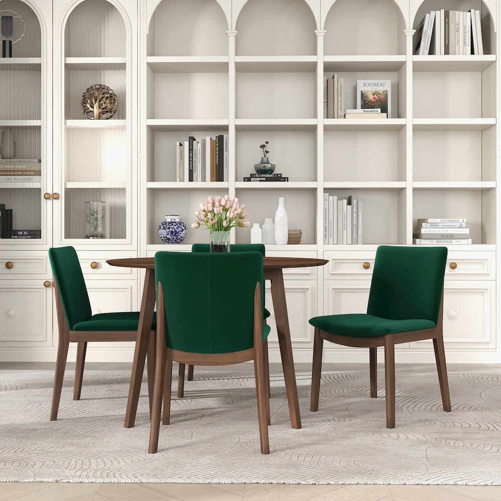 Laura  Green Velvet Solid Wood Dining Chair (Set Of 2). Picture 2