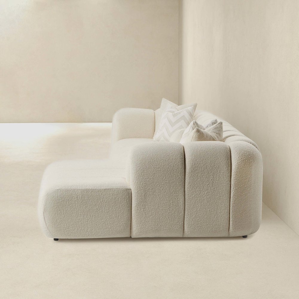 Beatrice Modern Tufted Ivory Boucle Right-Facing Sectional Sofa. Picture 7