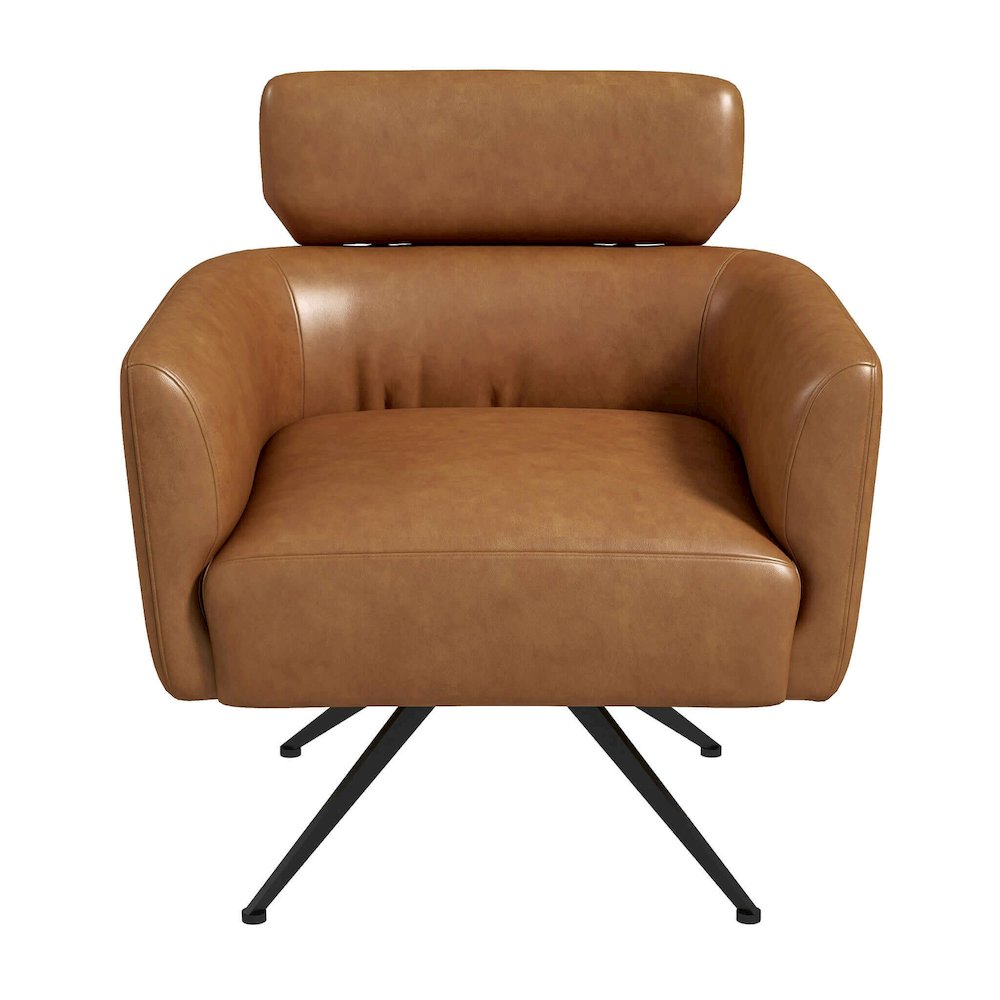 Camila Tan Leather Lounge Chair. Picture 1