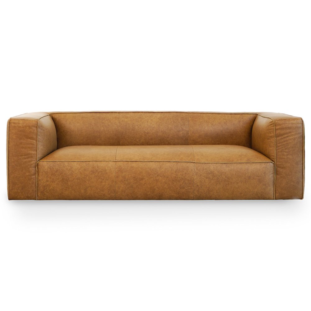 Colton Tan Leather Sofa. Picture 1