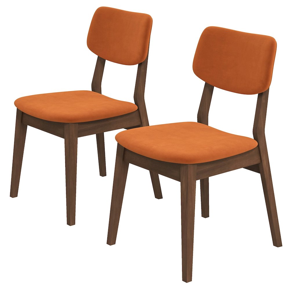Carlos Burnt Orange Velvet Solid Back Side Chair (Set Of 2). Picture 1