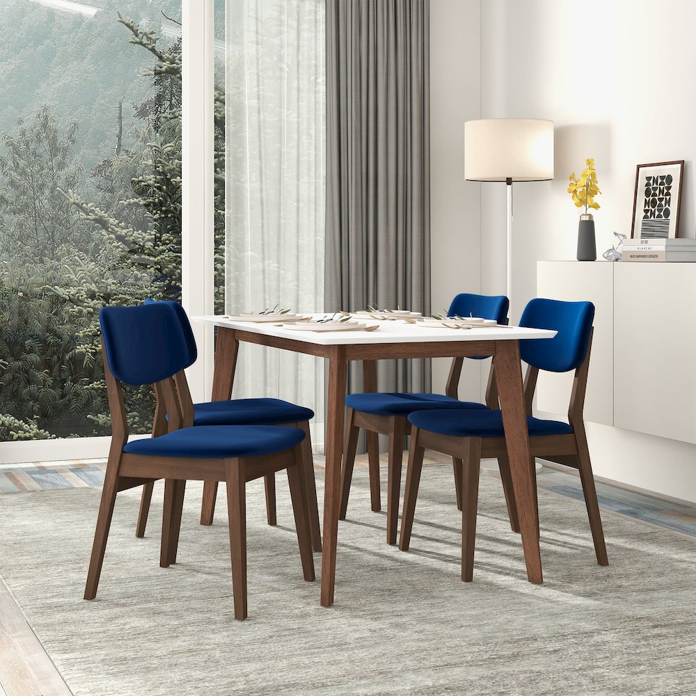Carlos Blue Velvet Solid Back Side Chair (Set Of 2). Picture 2