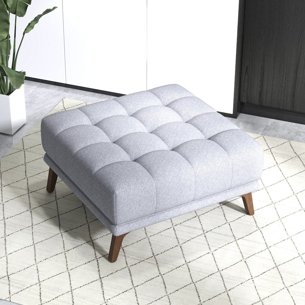 Addison Square Light Grey Upholstered Ottoman. Picture 6
