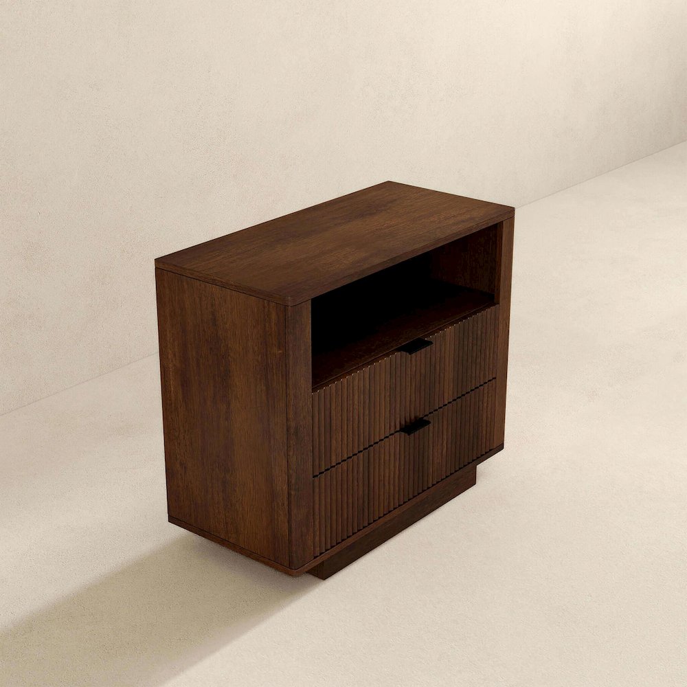 Lola Mid Century Modern Walnut Nightstand Bed Side Table. Picture 6