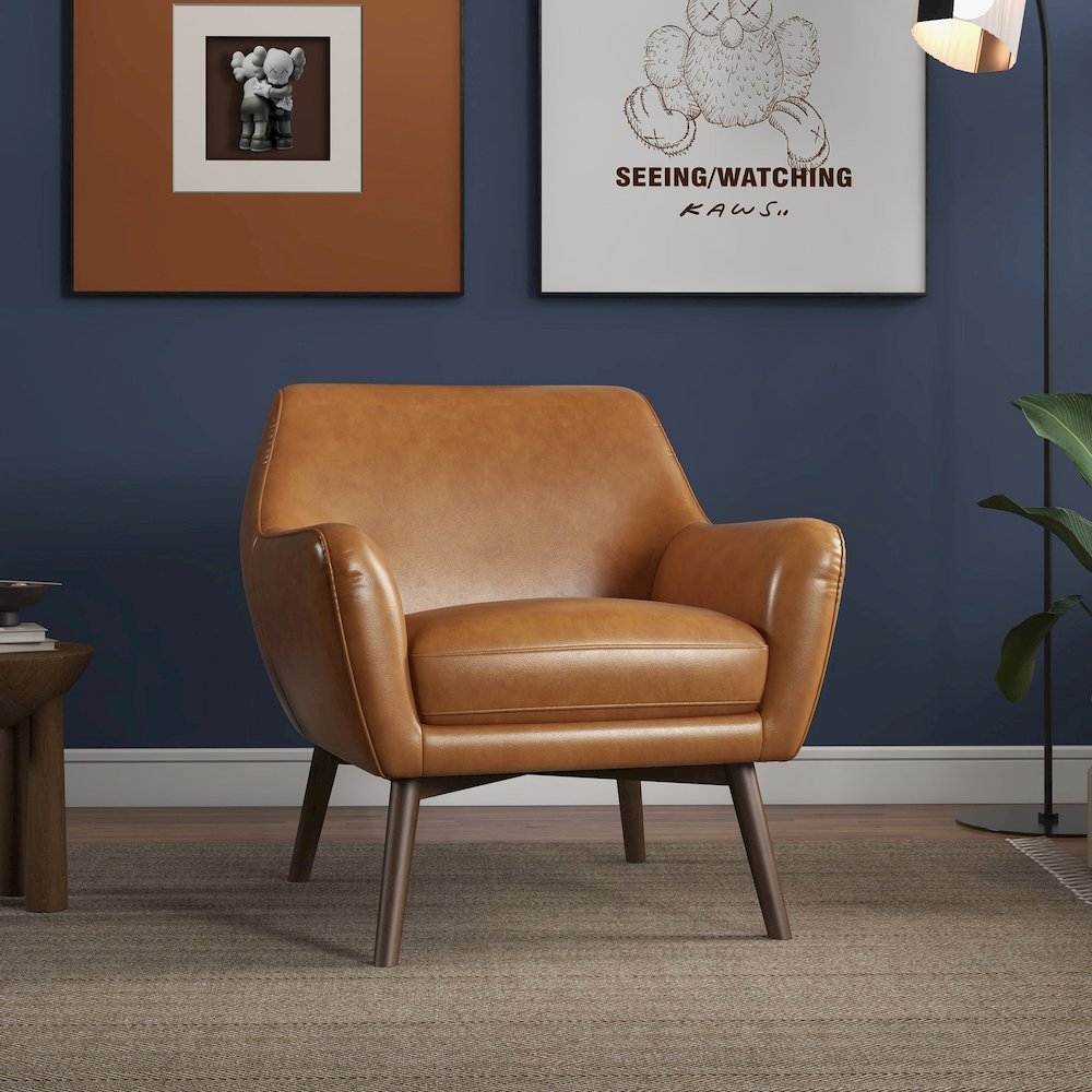 Panom Tan Leather Lounge Chair. Picture 2