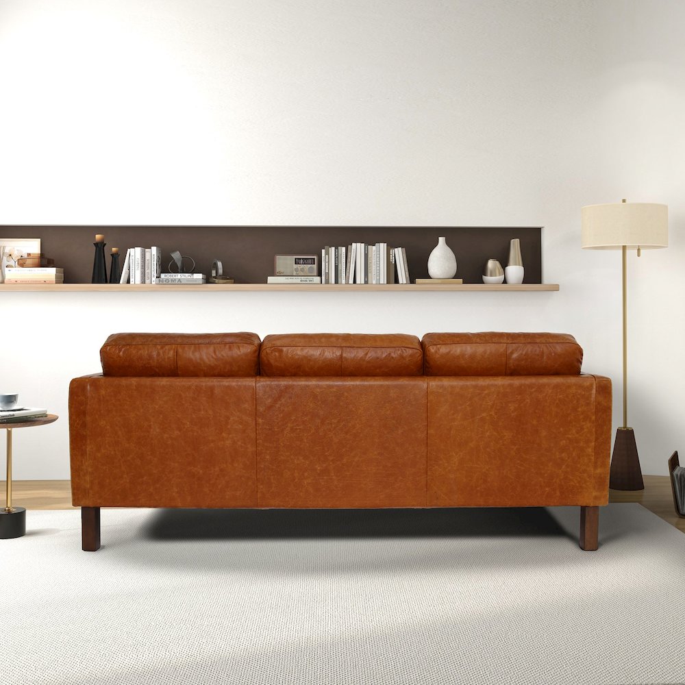 Memphis Waxy Cognac Leather Sofa. Picture 5