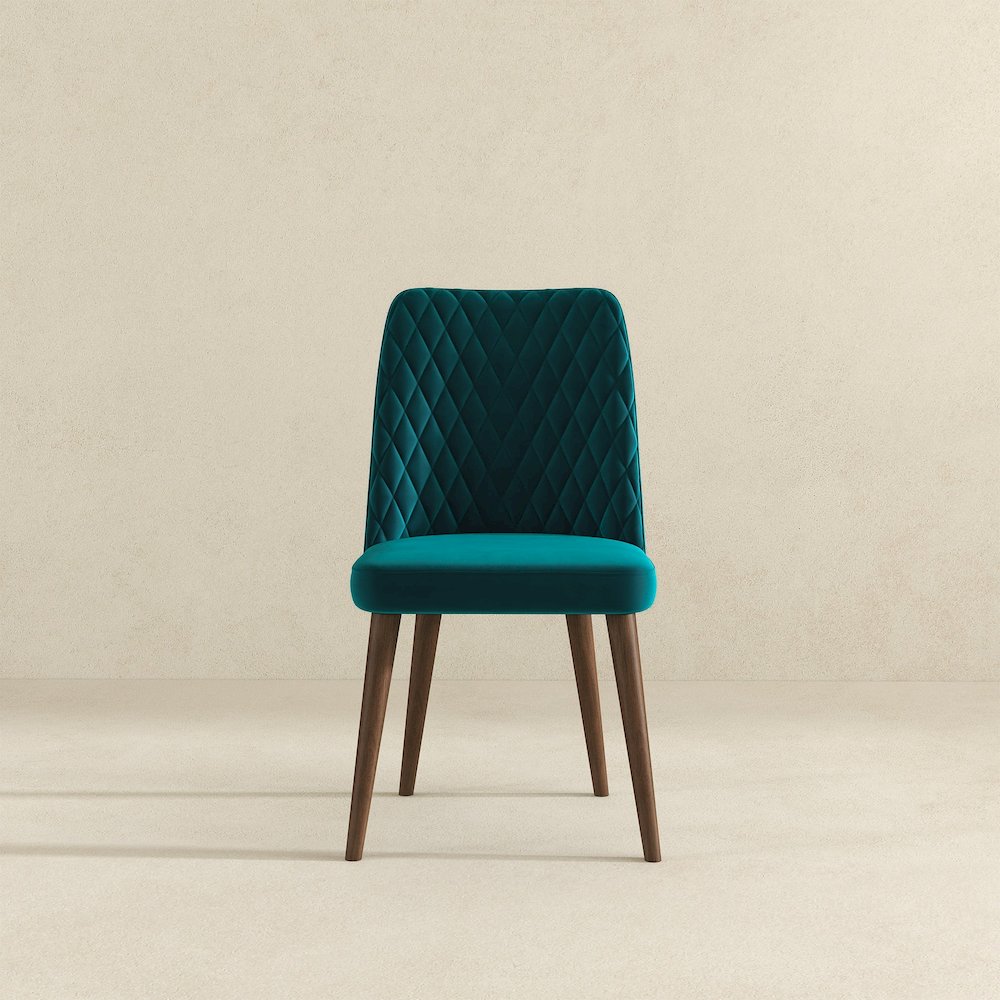 Katie Teal Velvet Dining Chair (Set Of 2). Picture 3