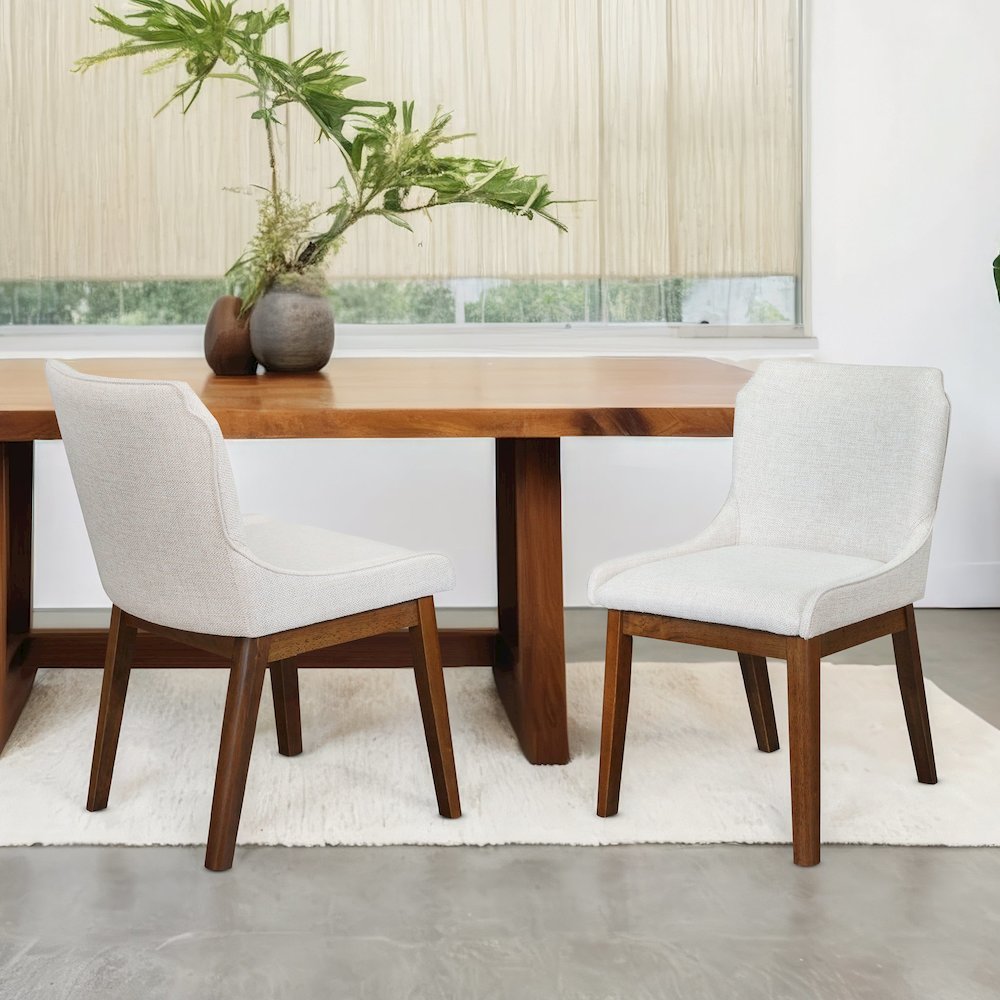 Ellis Dining Chair Set of 2 - Beige Fabric. Picture 3