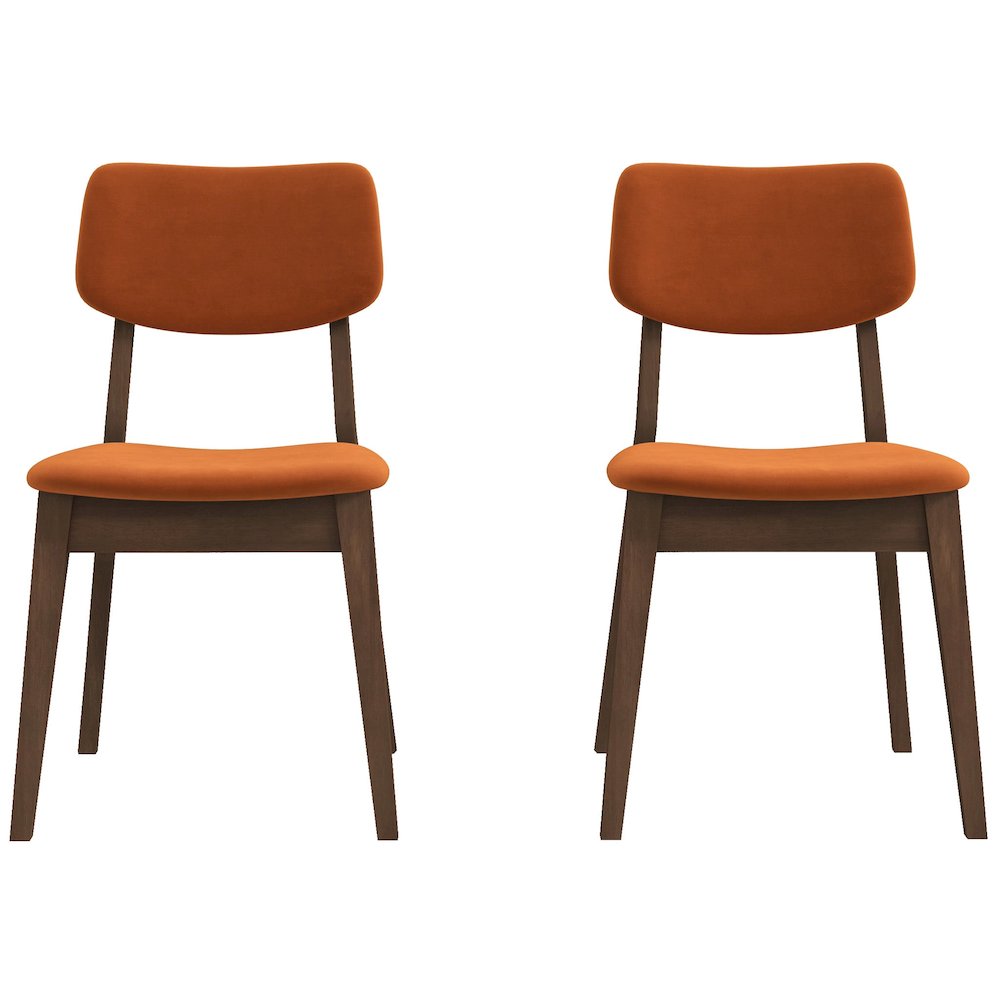 Carlos Burnt Orange Velvet Solid Back Side Chair (Set Of 2). Picture 7