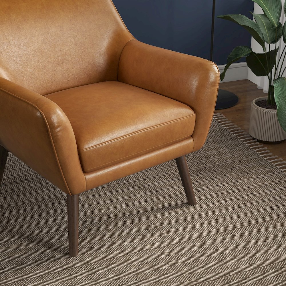 Panom Tan Leather Lounge Chair. Picture 3