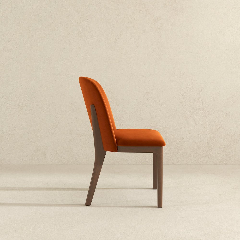 Kaitlyn  Burnt Orange Velvet Dining Chair (Set Of 2). Picture 3