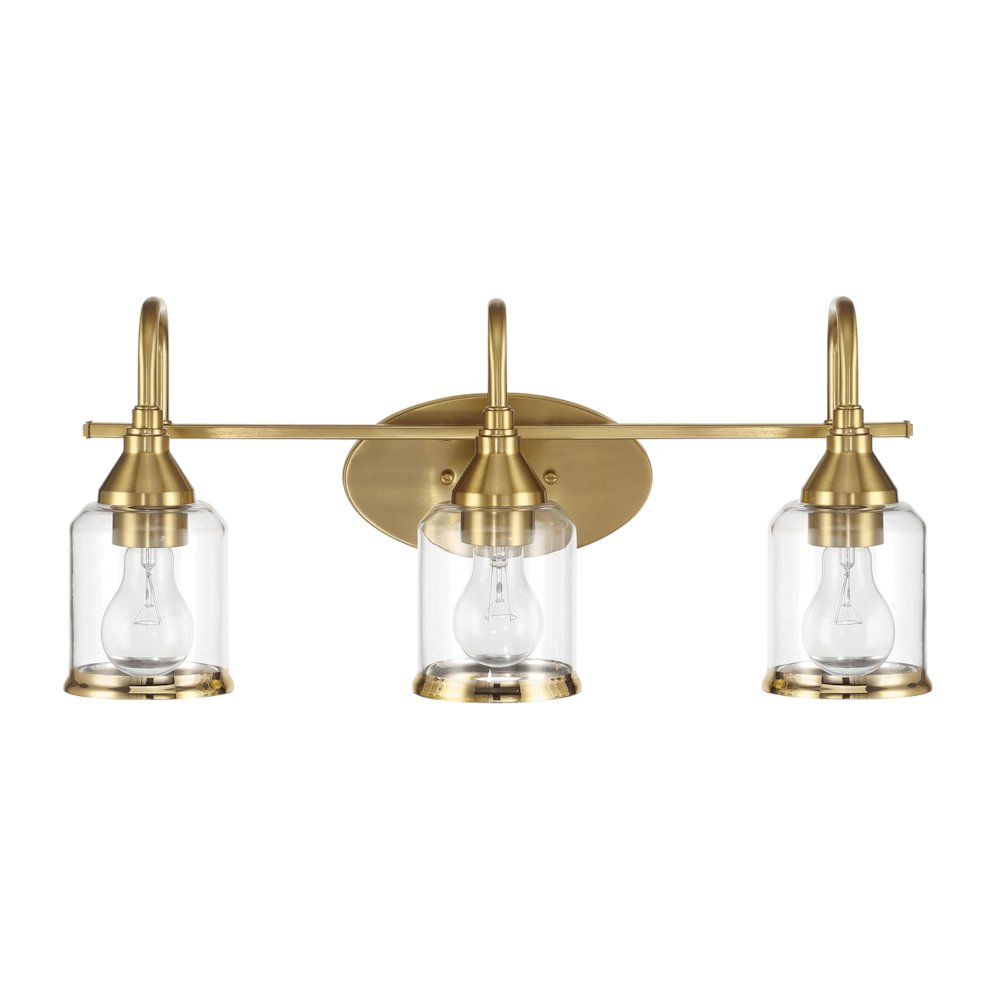 Twilight Three Lights Brushed Gold Contemporary Vanity Light. Picture 1
