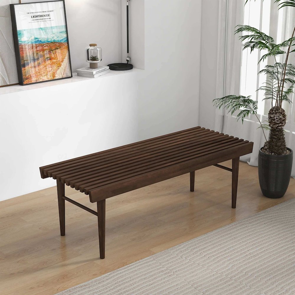 Mia Mid Century Modern Solid Wood Bench. Picture 4