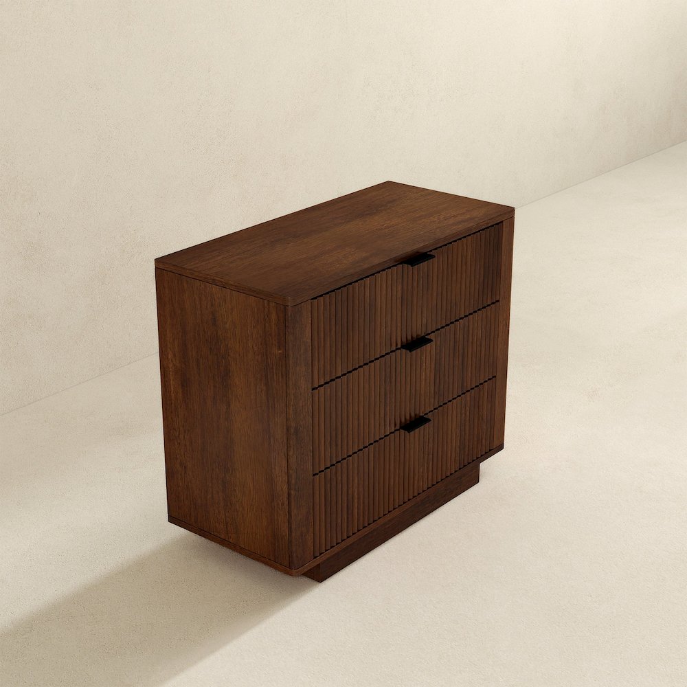 Lola Walnut Nightstand 3-Drawer. Picture 5