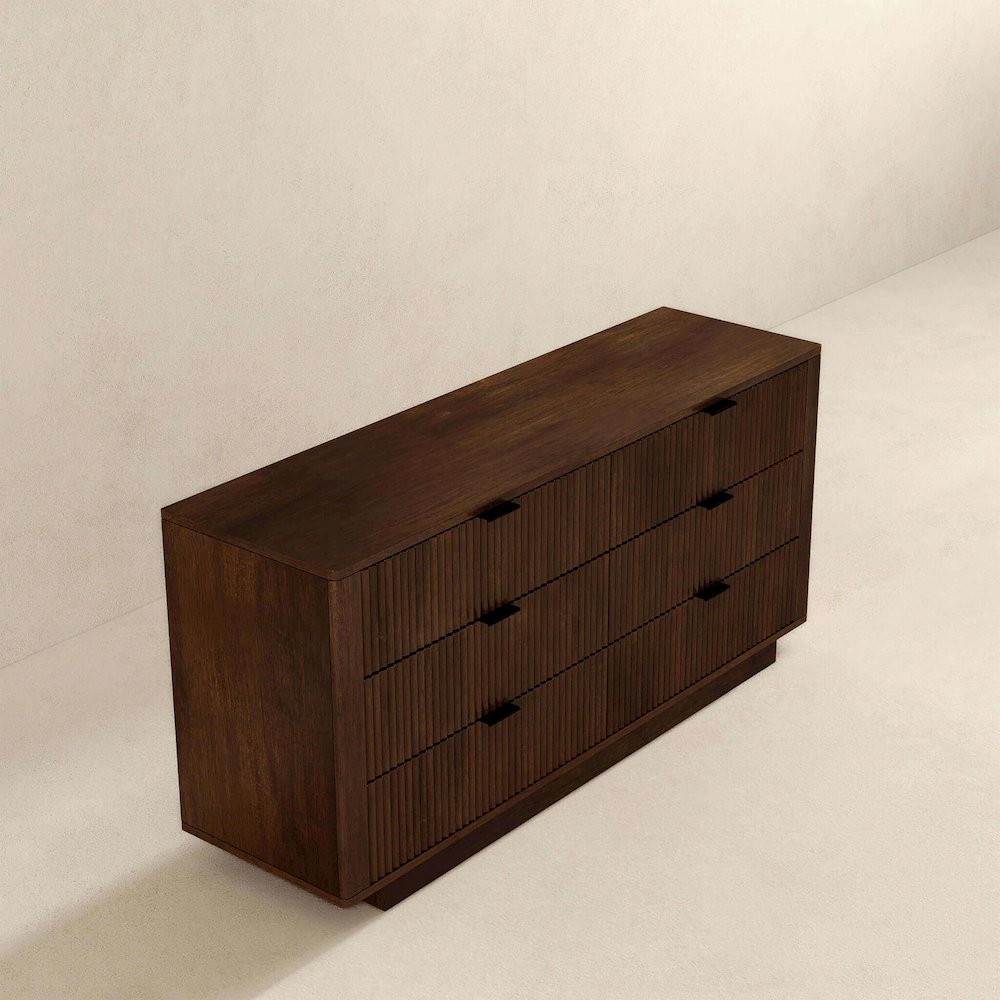 Lola Mid Century Modern Walnut Dresser With 6 Drawers. Picture 7