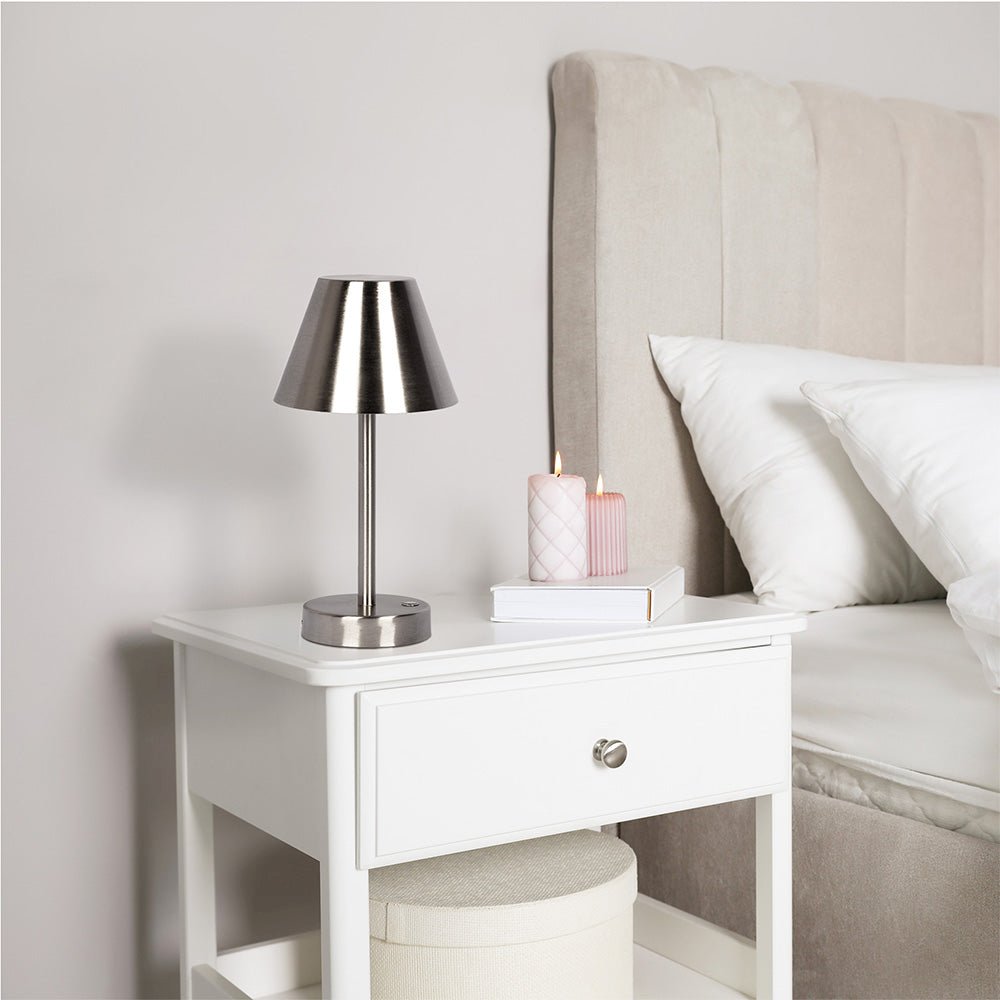 Elegance Rechargeable LED Table Lamp Brushed Nickel LED Touch Switch. Picture 2