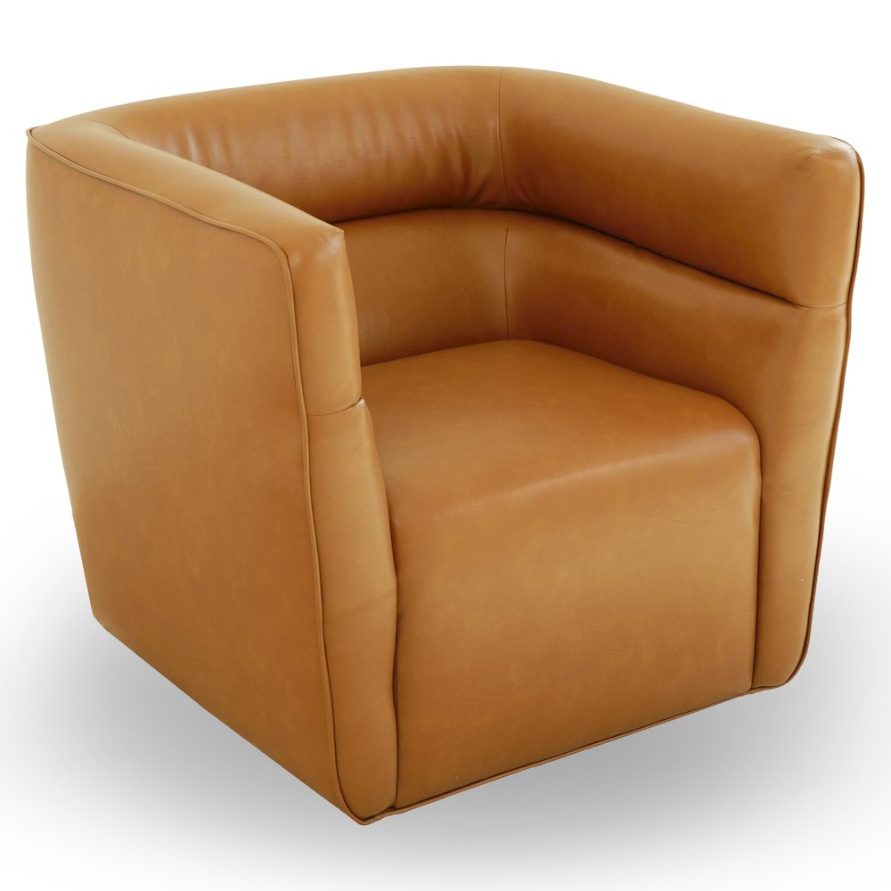 Callan Swivel Chair - Vegan Tan Leather. Picture 2