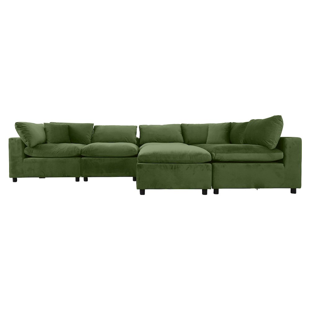 Hayward Olive Green Velvet Modular Sectional Sofa. Picture 1