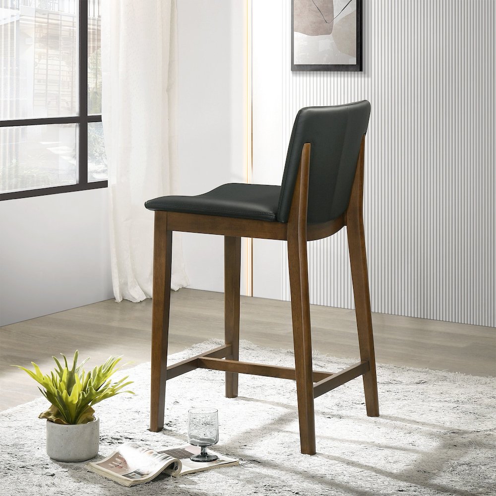 Shannon Counter Chair In Black Vegan Leather. Picture 3