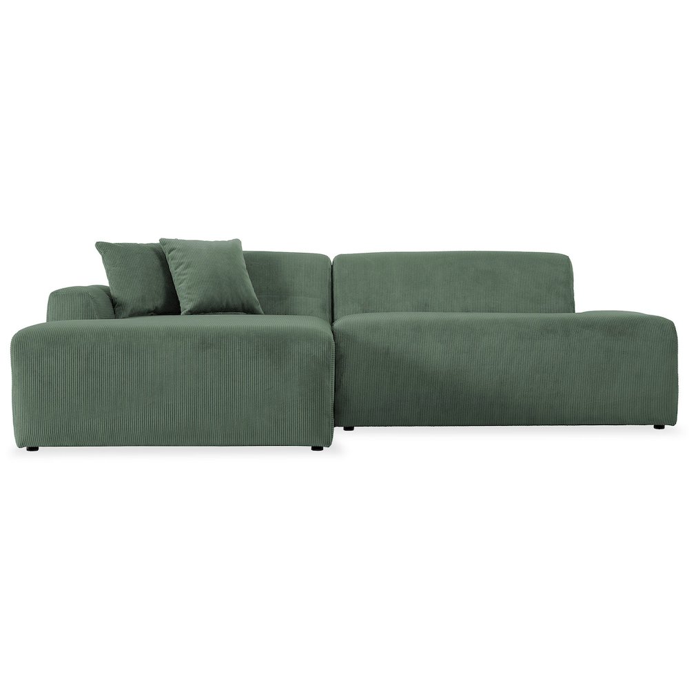 Mar Sectional Green Corduroy Sofa (Left Facing). Picture 1