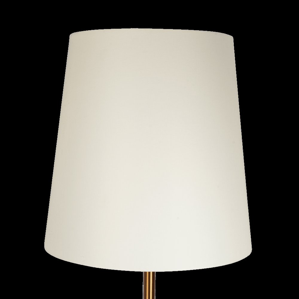 Celestial Modern Floor Lamp with Brass Accent Table with Large White Shade. Picture 3