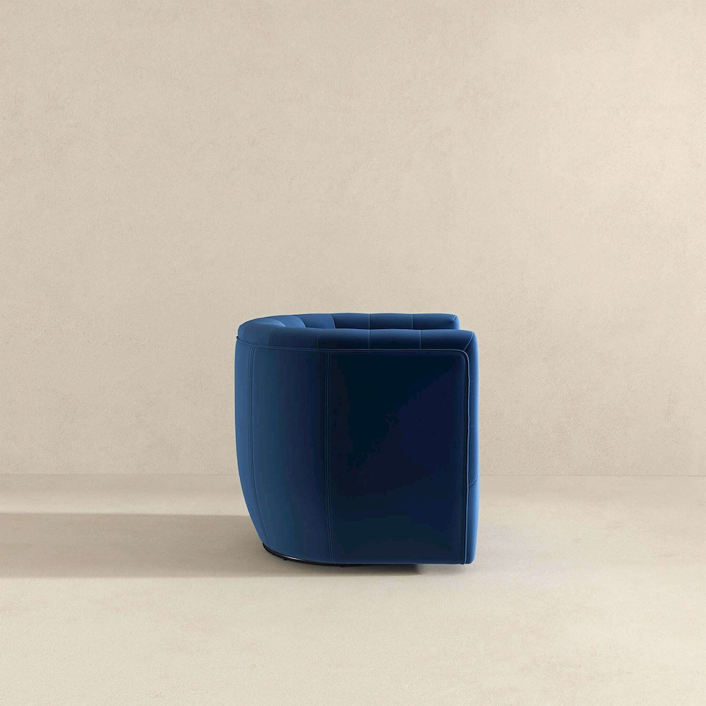 Delaney Dark Blue Velvet Swivel Chair. Picture 5