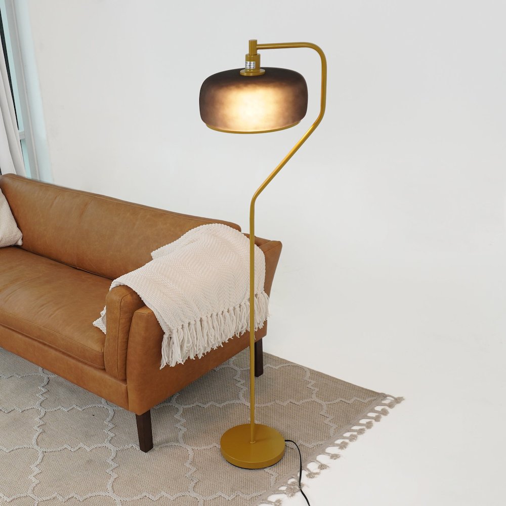 Astris Floor Lamp Black Sprayed and Gold. Picture 2
