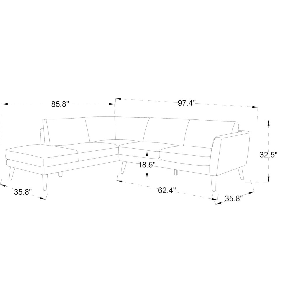 Benson Grey Sectional Sofa Left Facing Chaise. Picture 6
