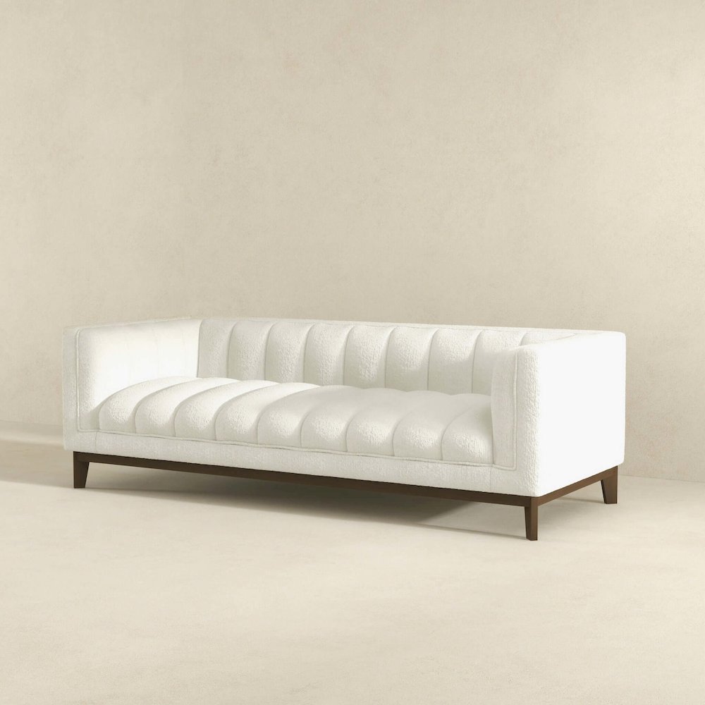 Melissa Mid-Century White Boucle Modern Sofa. Picture 5
