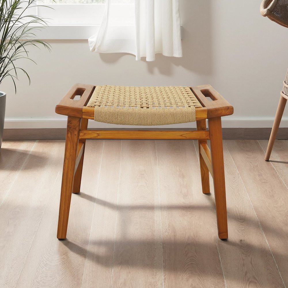 Grit Rustic Solid Wood Frame Loom Stool. Picture 3
