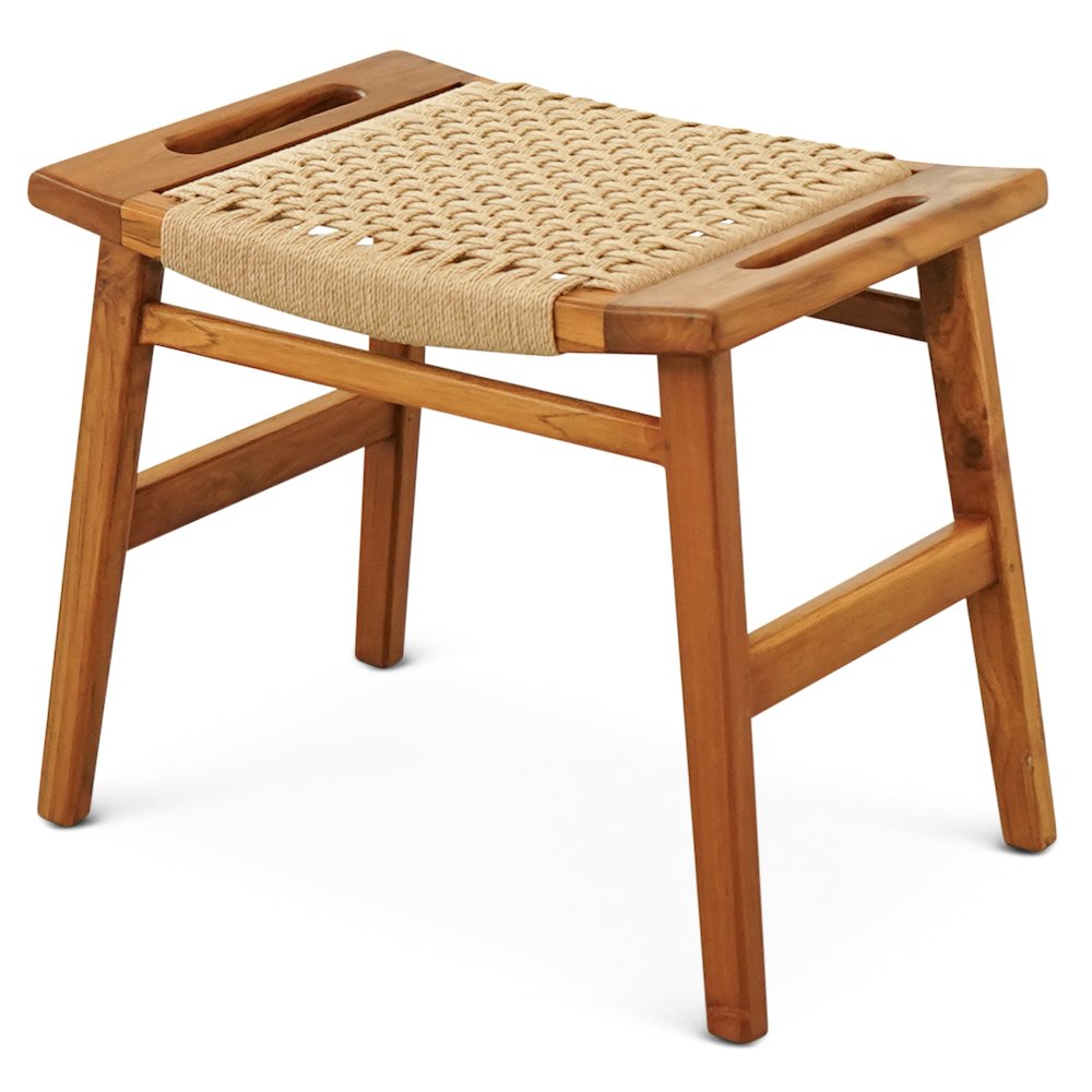 Grit Rustic Solid Wood Frame Loom Stool. Picture 1