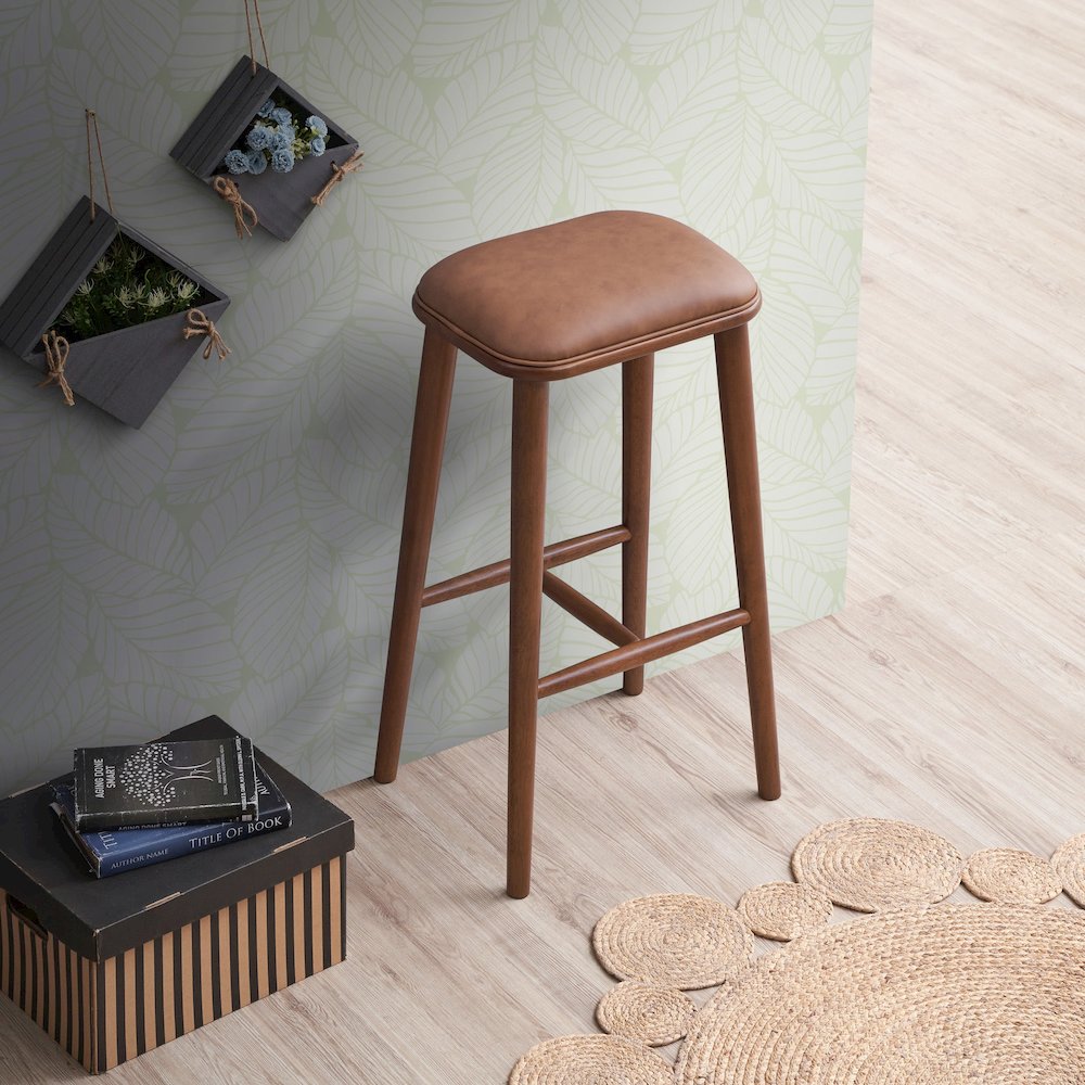 Jason Walnut PU Leather Bar Stool. Picture 4