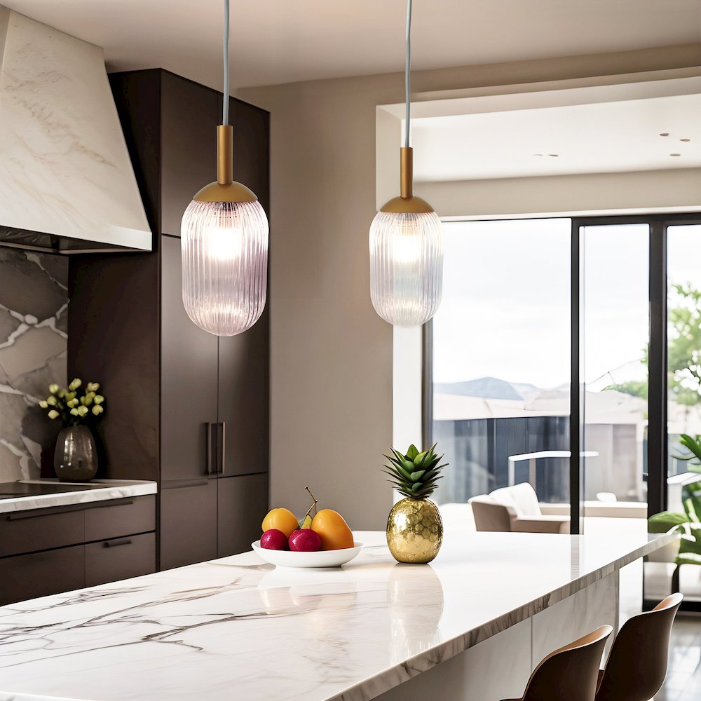 Dover Pendant Lamp - Bronze and Clear. Picture 3