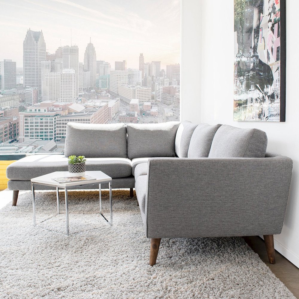 Benson Grey Sectional Sofa Left Facing Chaise. Picture 5