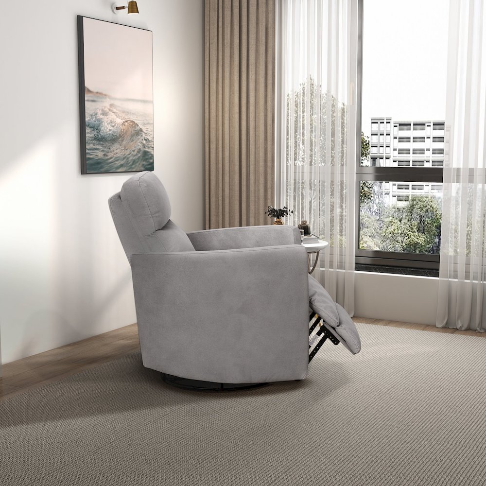Lawson Swivel Glider Linen Recliner Chair - Latte. Picture 6