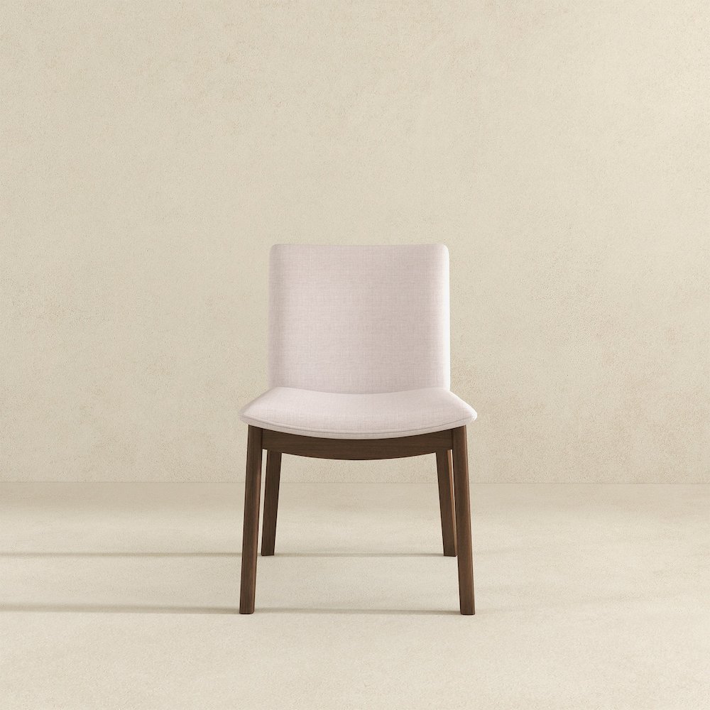 Laura  Beige Linen Solid Wood Dining Chair (Set Of 2). Picture 4
