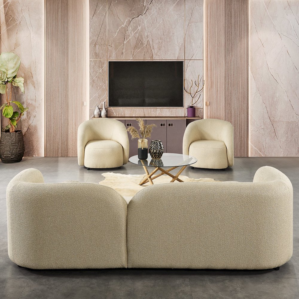 Donna Japandi Style Ivory Boucle Sofa. Picture 5