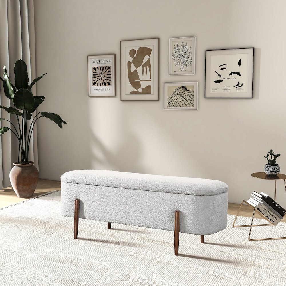 Sarna Ivory Boucle Bench. Picture 3