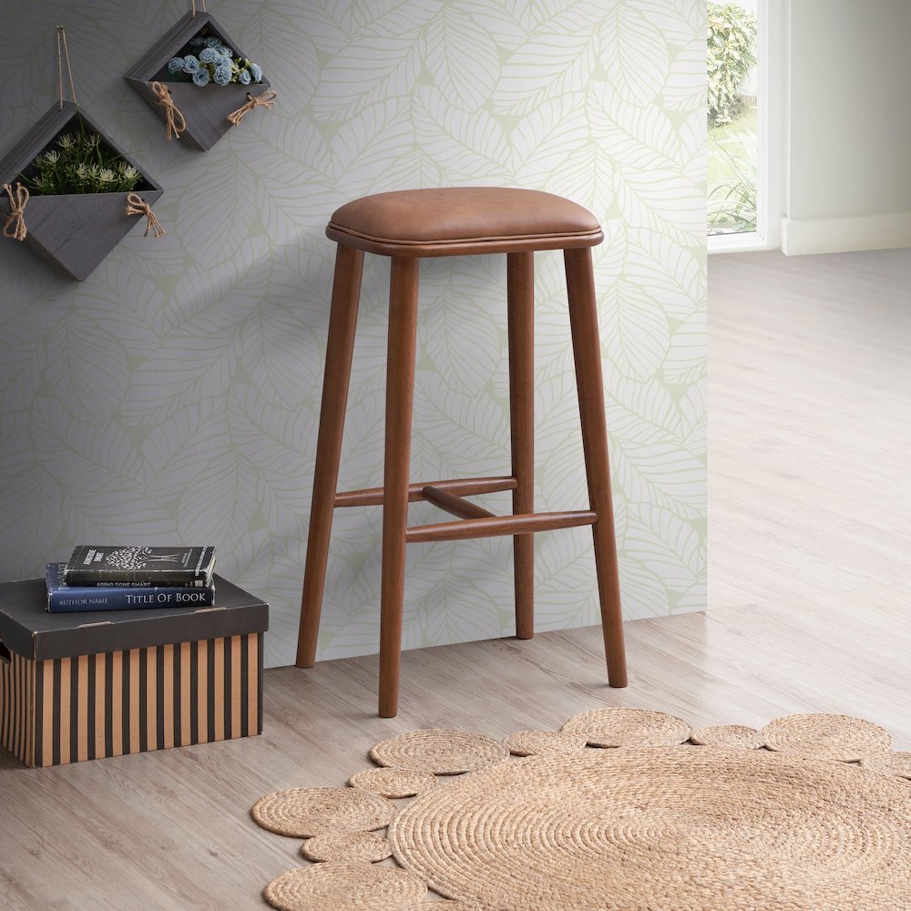Jason Walnut PU Leather Bar Stool. Picture 2
