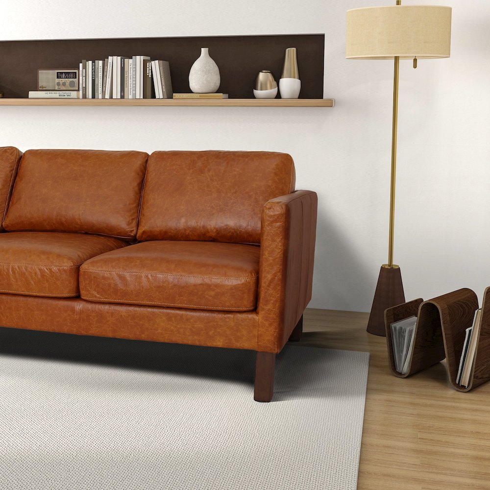 Memphis Waxy Cognac Leather Sofa. Picture 4