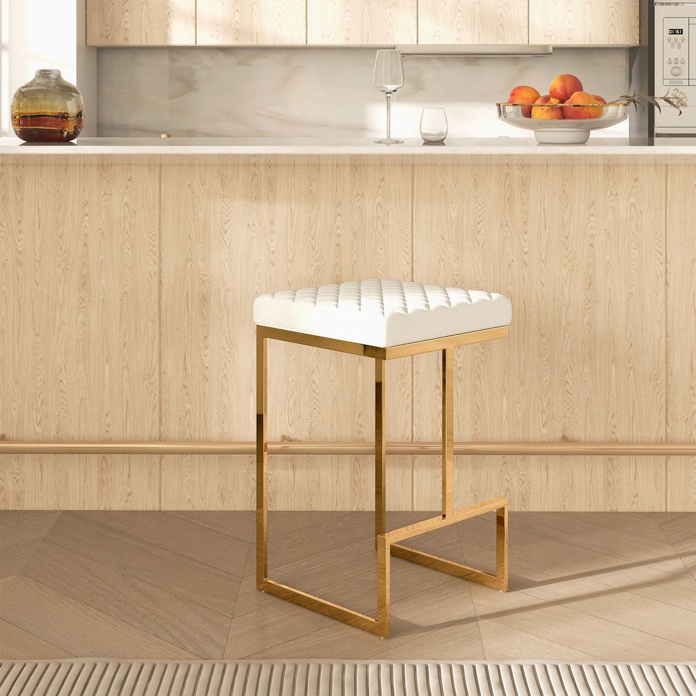 Joel Beige Boucle Counter Stool. Picture 4