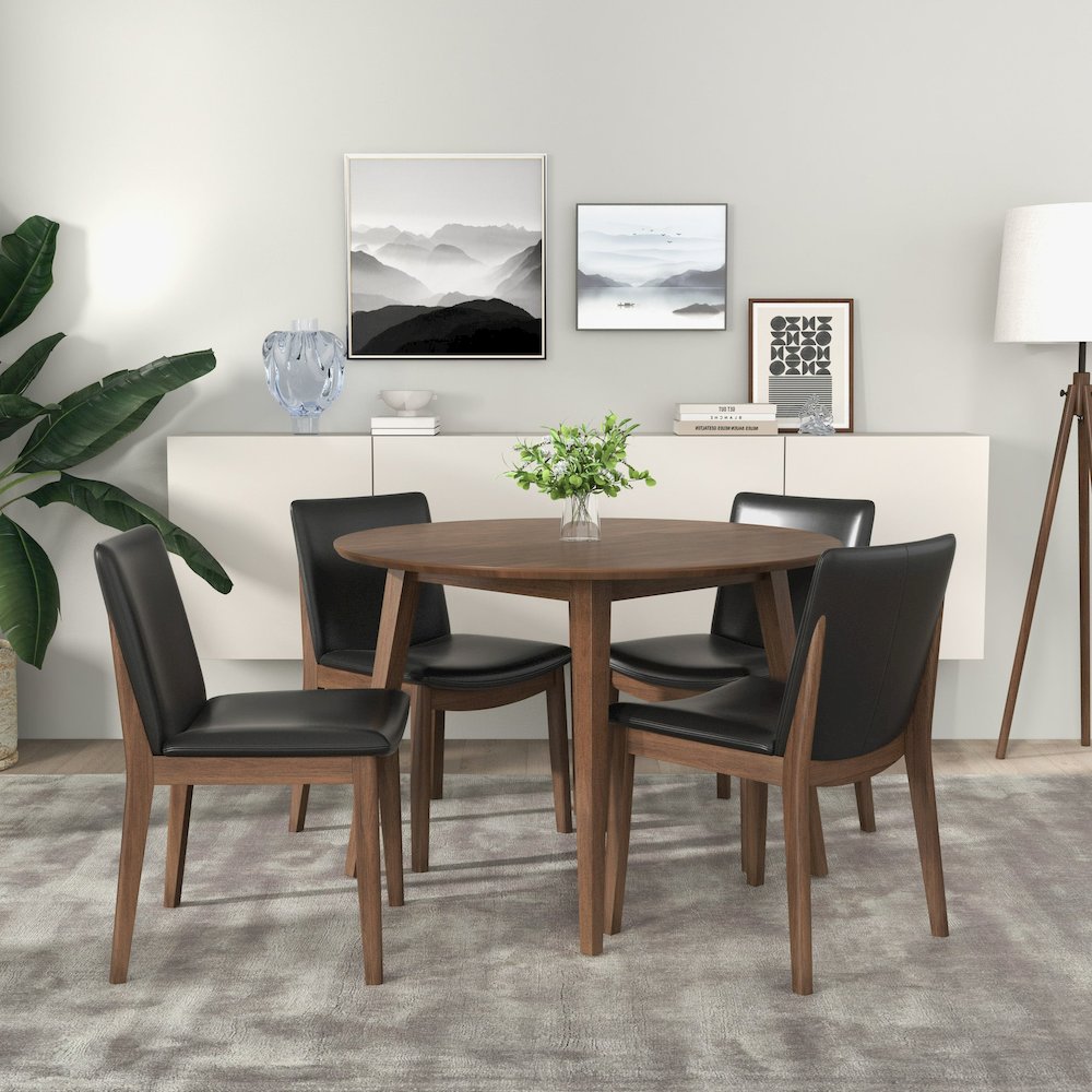 Laura  Black PU Solid Wood Dining Chair (Set Of 2). Picture 3