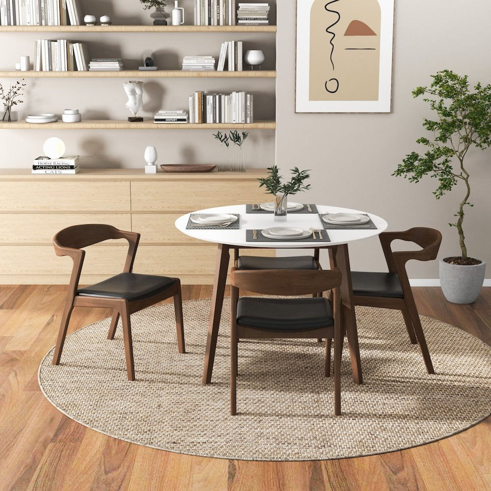 Dakota  Solid Wood Black Leather Dining Chair (Set Of 2). Picture 7