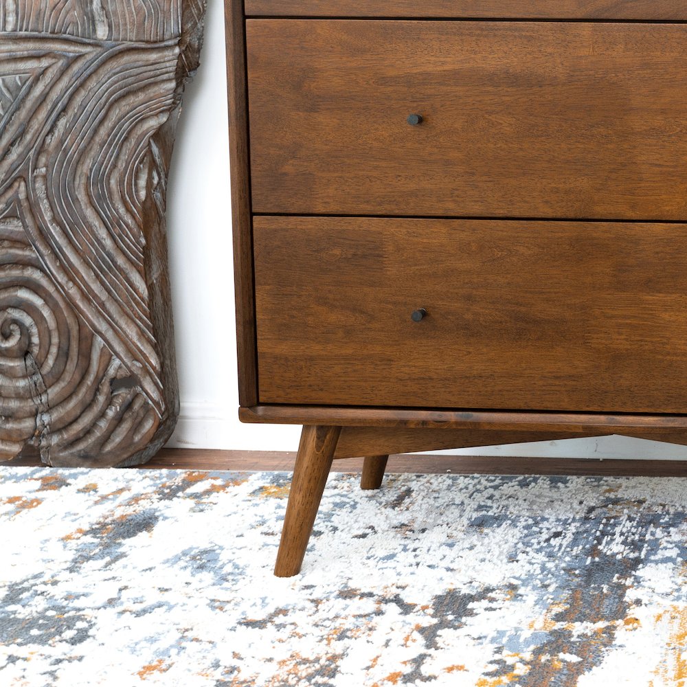 Caroline Mid Century Modern Solid Wood Dresser 3-Drawer. Picture 2
