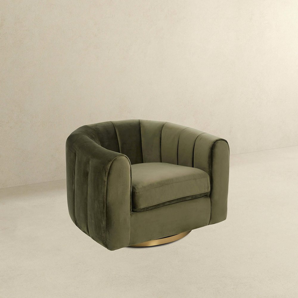 Cosey Green Velvet Swivel Chair. Picture 4